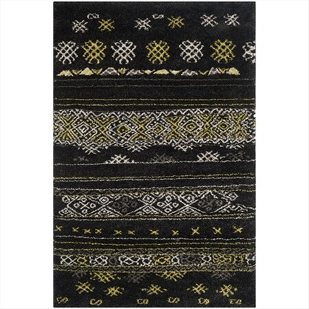 Safavieh 5 ft. 1 in. x 7 ft. 6 in. Medium Rectangle Black and Green Tibetan Shag Rug TBS547A-5